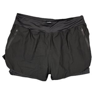 BIKEWA Men’s XXL Black 2-in-1 Padded Cycling Shorts with Zipper Pockets & Liner